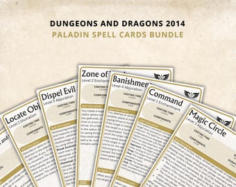 Paladin Spell Cards 5e: D&D Digital Spellbook (2014 SRD, Digital Download)