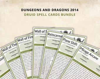 Druid Spell Cards 5e: D&D Spell Book (Digital Download, SRD Compliant)