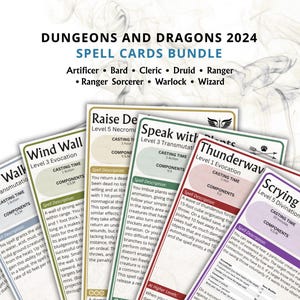 DnD 2024 Spell Cards Bundle, All Classes 5e (Digital Download)