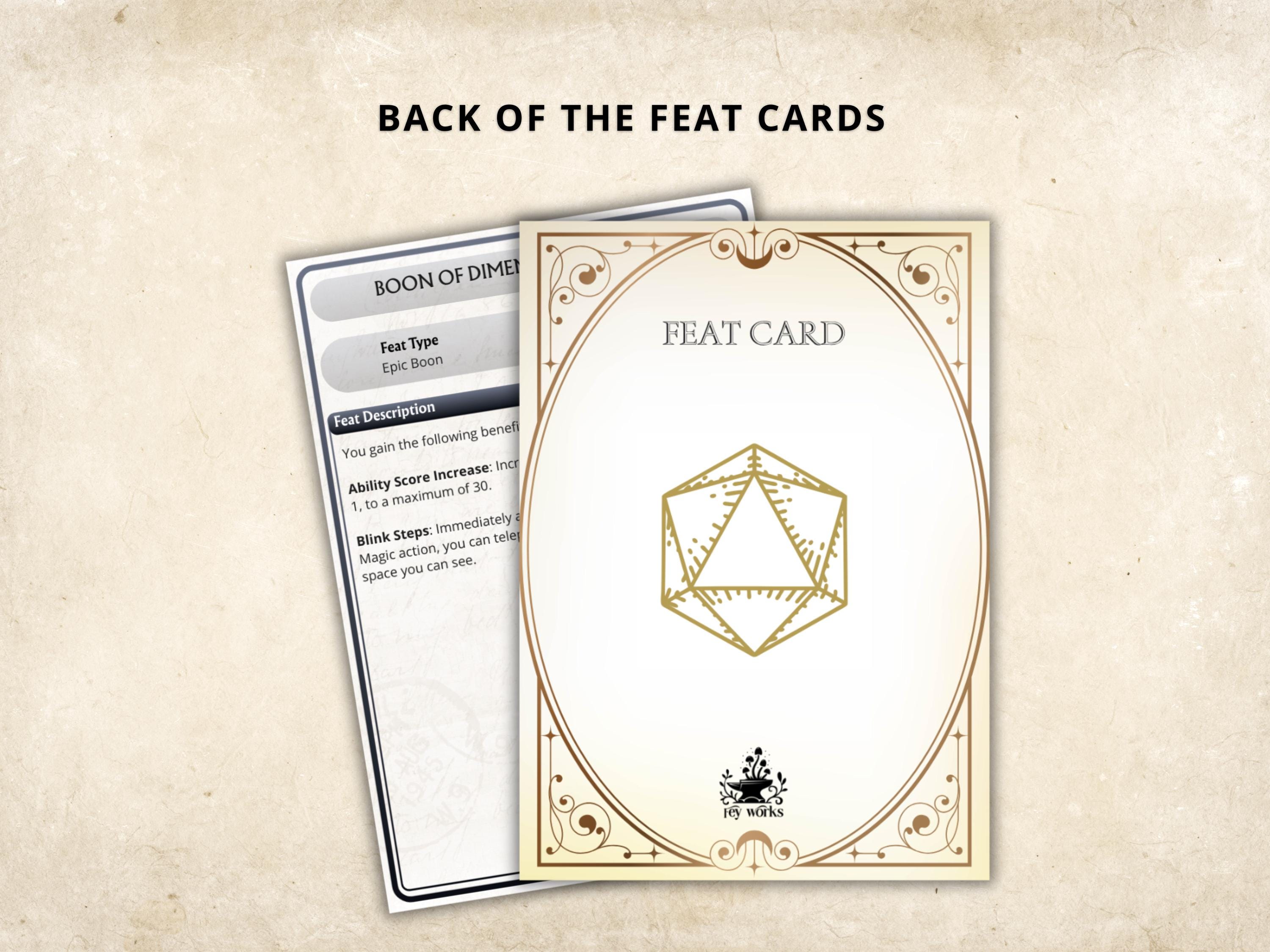 Dnd 5e Feat Cards: Printable Character Reference (PDF Download) - Etsy