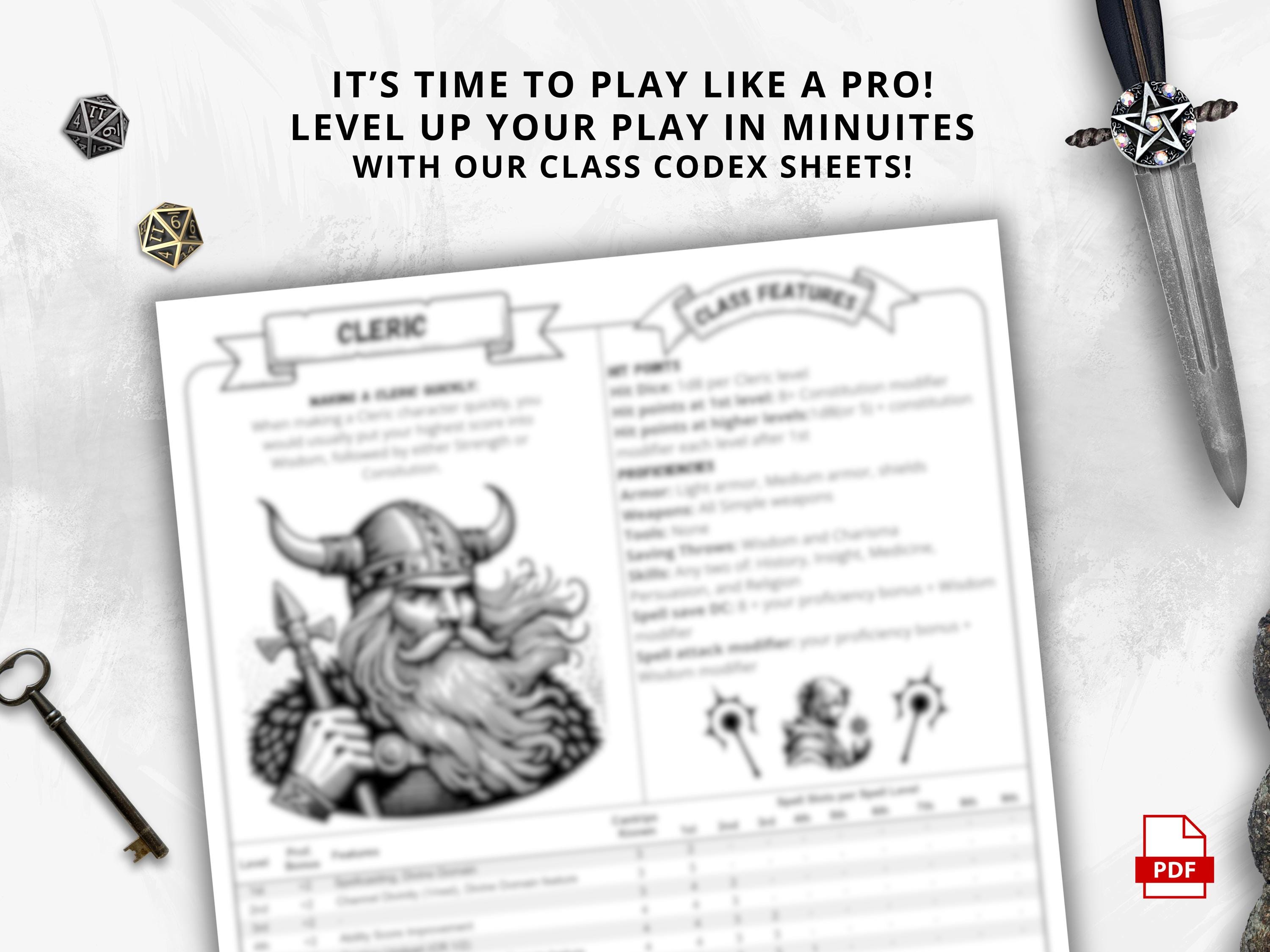 Cleric Class Cheat Sheet: D&D 5e Character Creation Guide (PDF Download ...