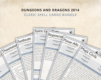クレリック スペル カード 5e: D&D スペル ブック (デジタル ダウンロード、SRD 準拠)