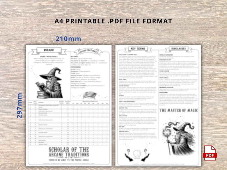 Wizard Class Cheat Sheet: D&D 5e 2024 Reference Guide (PDF Download) - Etsy