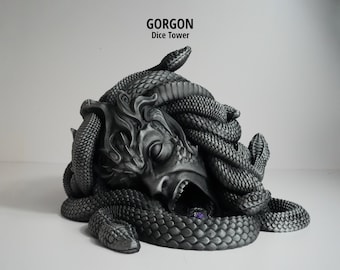 Medusa Stone Dice Tower: 3D Printed DnD Tabletop Accessory