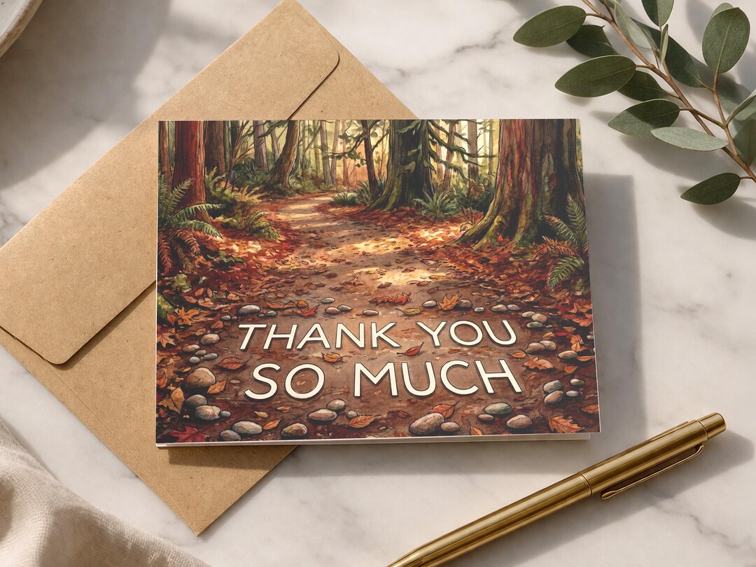 Thank You so Much - Forest Path Nature Appreciation Card - Etsy