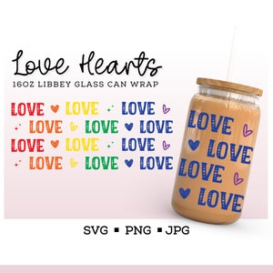 PRIDE Love 16oz Libbey Wrap, Libbey Glass Wrap SVG Sublimation Designs, Digital Download, Love svg PRIDE Svg Pride Gift