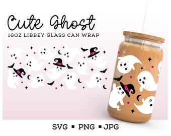 Halloween Libbey SVG, Glass Cup Svg, Halloween Can Glass, Libbey Glass Svg, Ghost Svg, Halloween SVG, Retro Halloween