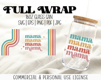 Mama 16oz Libbey Wrap, Libbey Glass Wrap SVG Sublimation Designs, Digital Download, mom svg mama svg retro svg mothers day gift new mom gift