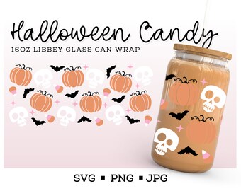Halloween Libbey SVG, Glass Cup Svg, Halloween Can Glass, Libbey Glass Svg, Ghost Svg, Halloween SVG, Retro Halloween