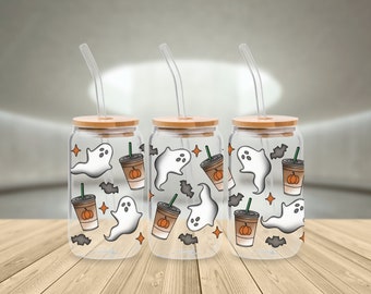 Geist Libbey Glas png, 16 Unzen Glasdose, Kürbis Gewürz png, Herbst Glastasse png, Libbey Glas 16 Unzen Wrap Halloween, Dosenglas, niedliches Halloween