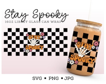 Spooky Vibes Halloween Libbey SVG, Glass Cup Svg, Halloween Can Glass, Libbey Glass Svg, Ghost Svg, Halloween SVG, Retro Halloween