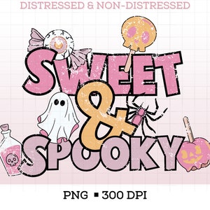 Sweet and Spooky Halloween PNG, Sublimation Png, Ghost Png, Tshirt Design, Groovy Halloween