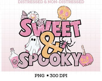 Sweet and Spooky Halloween PNG, Sublimation Png, Ghost Png, Tshirt Design, Groovy Halloween