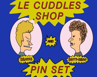 58mm/2.25 inch Beavis and Butt-Head Button / Pin LARGE Home Made Print