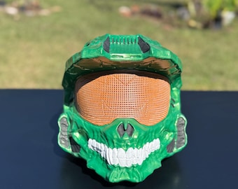 Casco de Jefe Maestro con calavera impresa en 3D: accesorio de cosplay de Halo Spartan