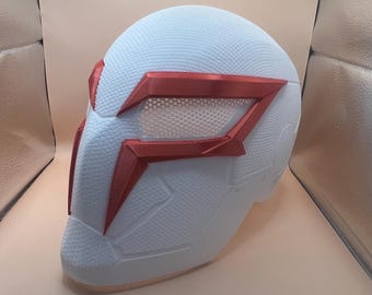 Casco de Spider-Man 2099 impreso en 3D. Imantado para un fácil montaje.