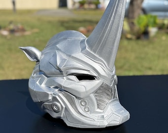 Casco de rinoceronte impreso en 3D: armadura plateada de villano de Spider-Man para cosplay