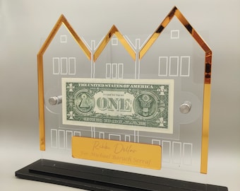 770 Rebbe Dollar display - Personalized - Gold with black base