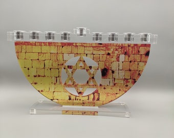 Menorah Western Wall with Magen David - Perfect for Chanukah