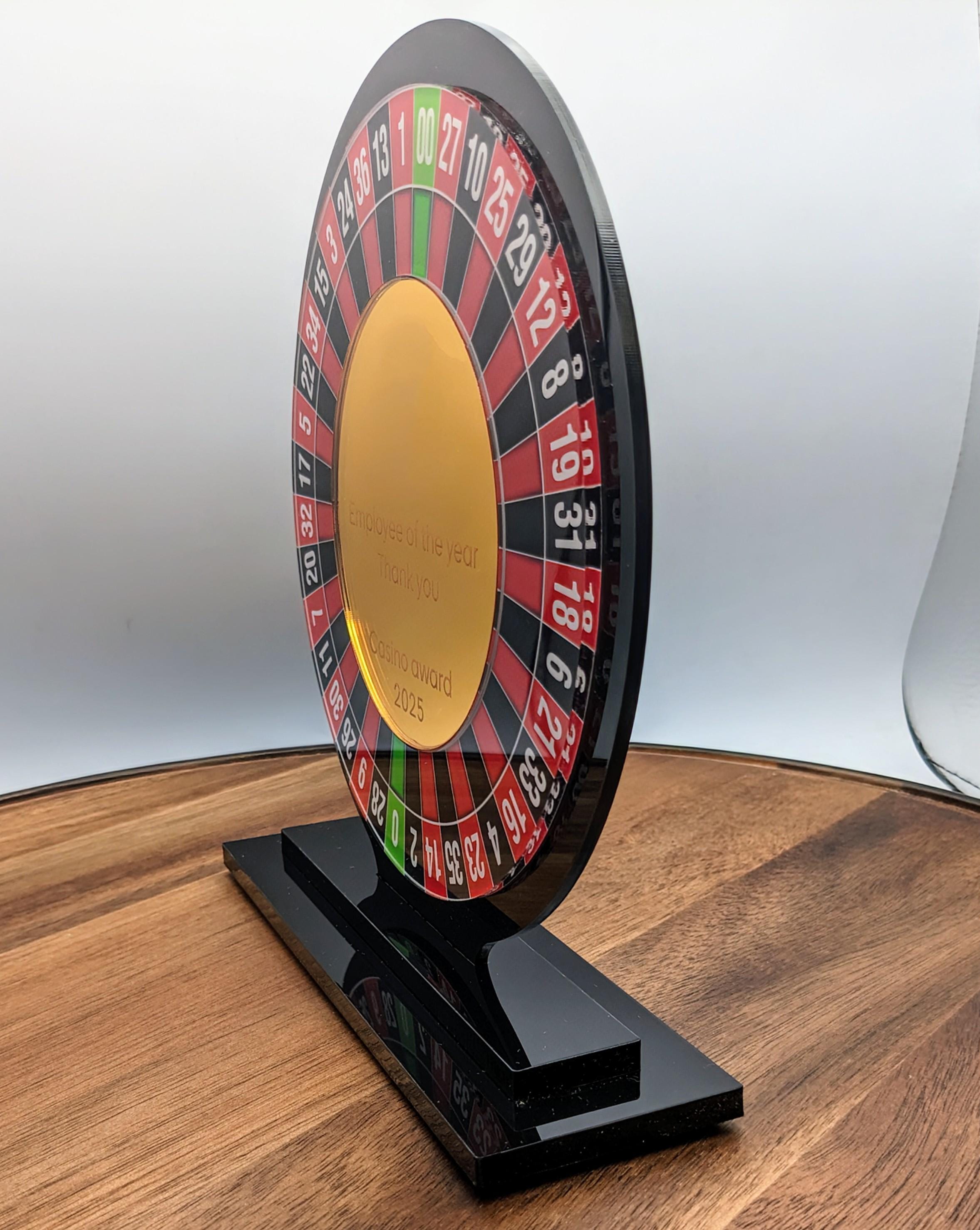 Customized Roulette Card Personalized Roulette Award – Custom Casino Trophy | Casino Night Gift ...