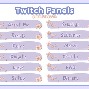Purple Blossom Twitch Panels - Stream Pack - Kawaii Overlay voor Streamers / VTubers