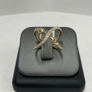 14k Yellow Gold Diamond Snake Ring