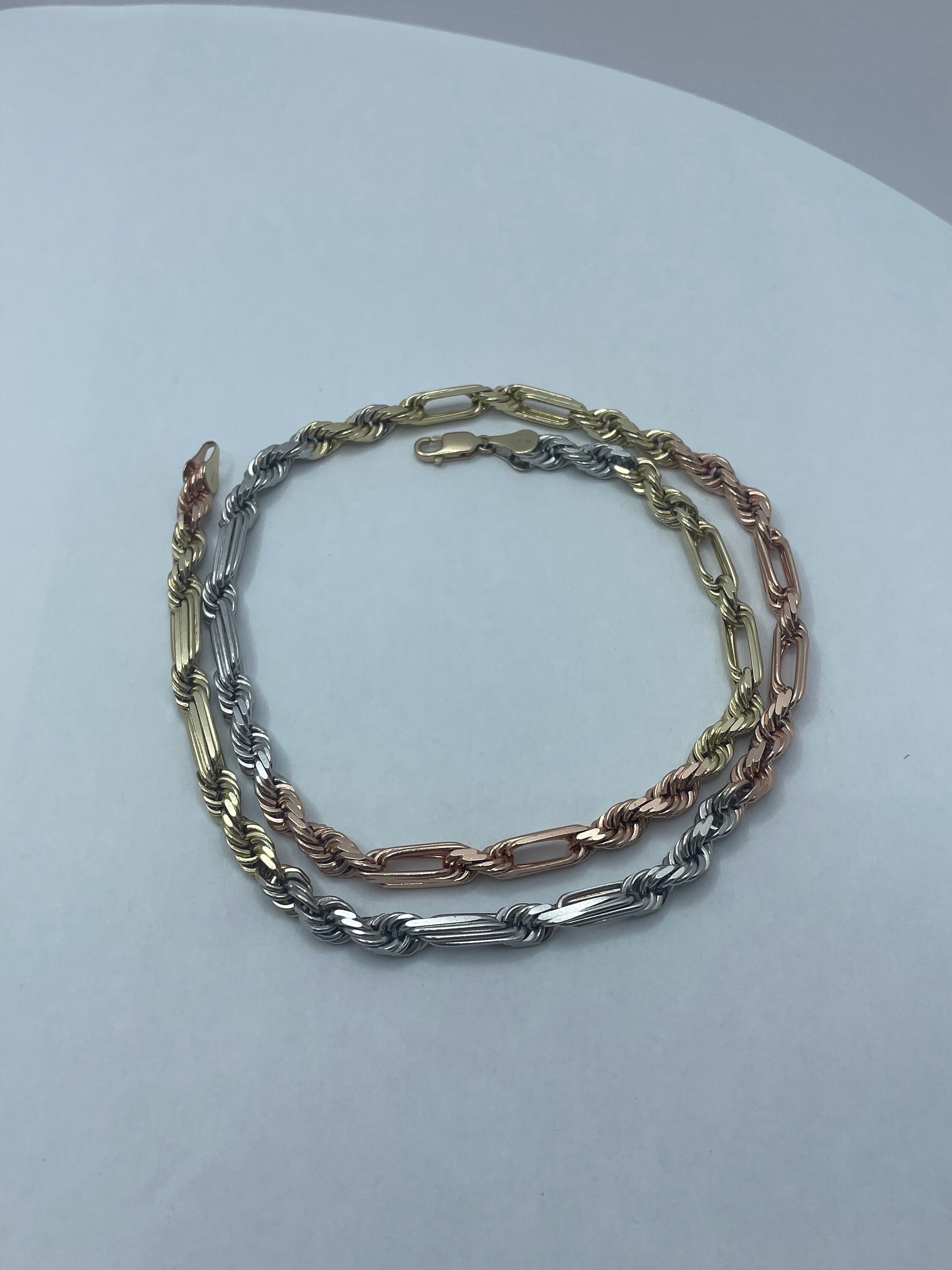 14k Tri-color Gold Rope Chain 20 Inch - Etsy