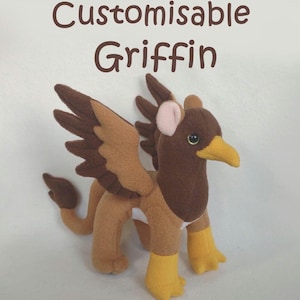 Customisable Handmade Griffin / hippogriff Plush - Posable Wings, Made to Order