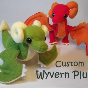 Customisable Handmade Wyvern Dragon Plush - Posable Wings, Made to Order