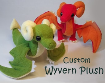 Customisable Handmade Wyvern Dragon Plush - Posable Wings, Made to Order