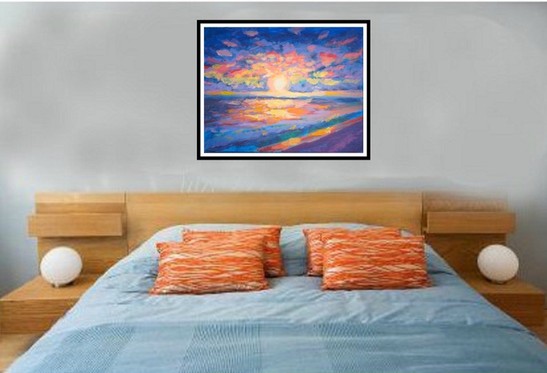 Sunrise Wall Art on Seascape Art an Original Painting for a Nursery