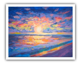 Seascape Sunrise Original Painting, Soft Coastal Wall Art, Calm Nature Theme, Hand-Painted Artwork (11x14 Canvas)