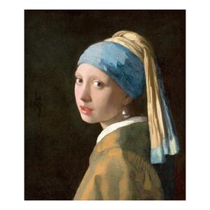 Vintage Girl with the Pearl Earring Print, Vermeer Art Reproduction, Classic Portrait Poster, Famous Painting 1665