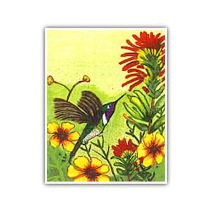 Bright and Colorful Hummingbird Painting  Natureinspired Art for Home Decor