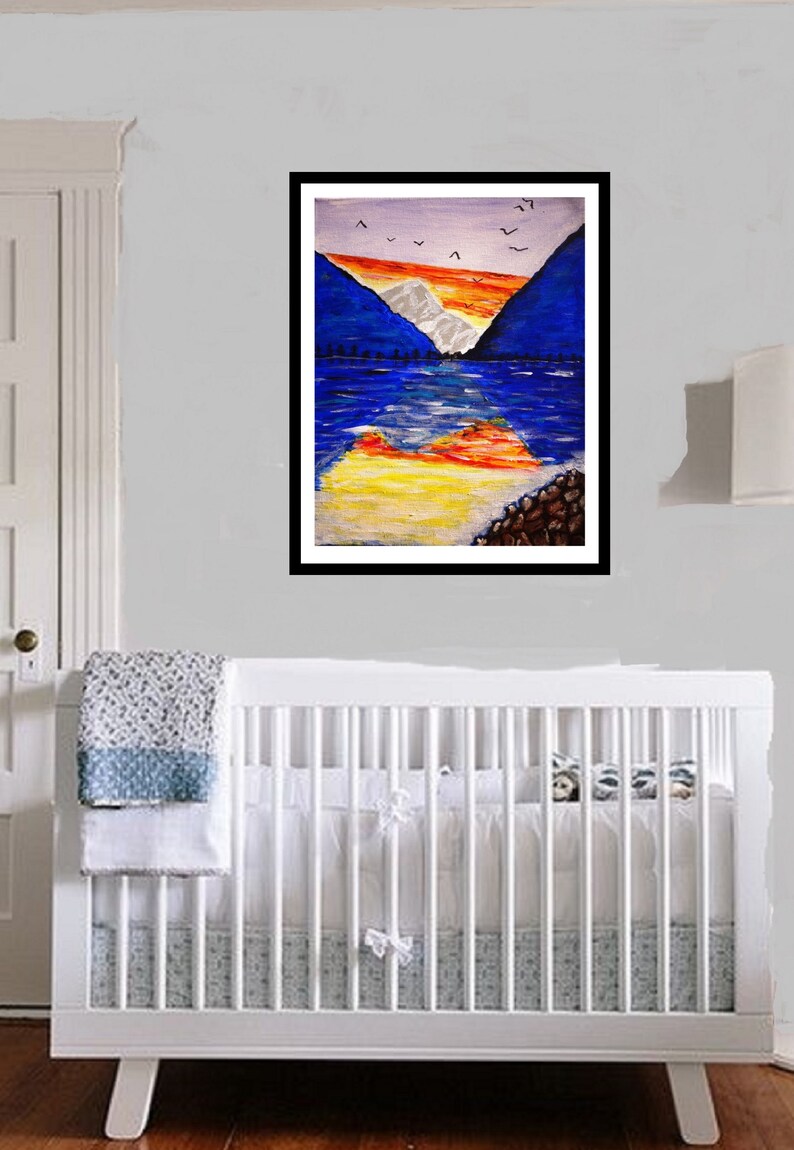 Vivid Mountain Sunset Art Handpainted Wall Decor for Home Etsy