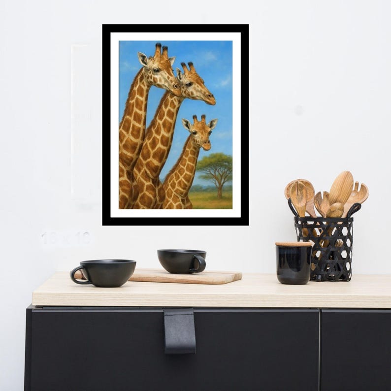 Giraffe Family Trio Nursery Art, Mother Baby Safari Animal Print ...