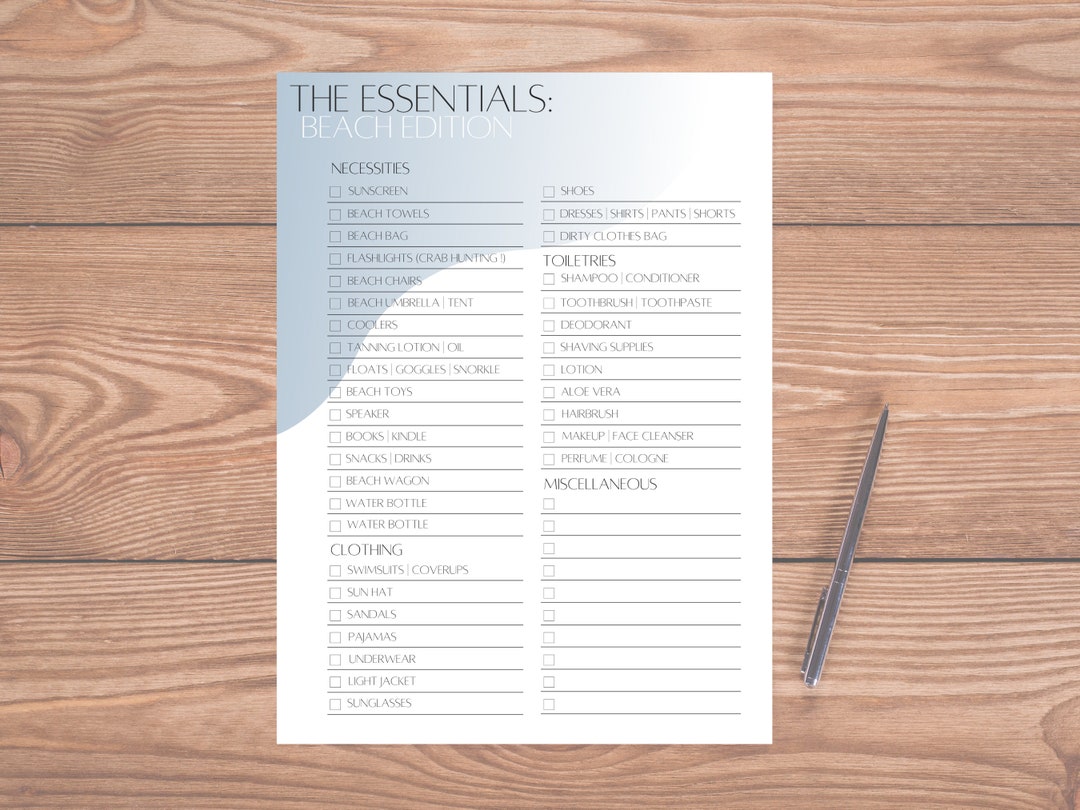 Printable Beach Checklist | Packing Checklist for Beach | Beach ...
