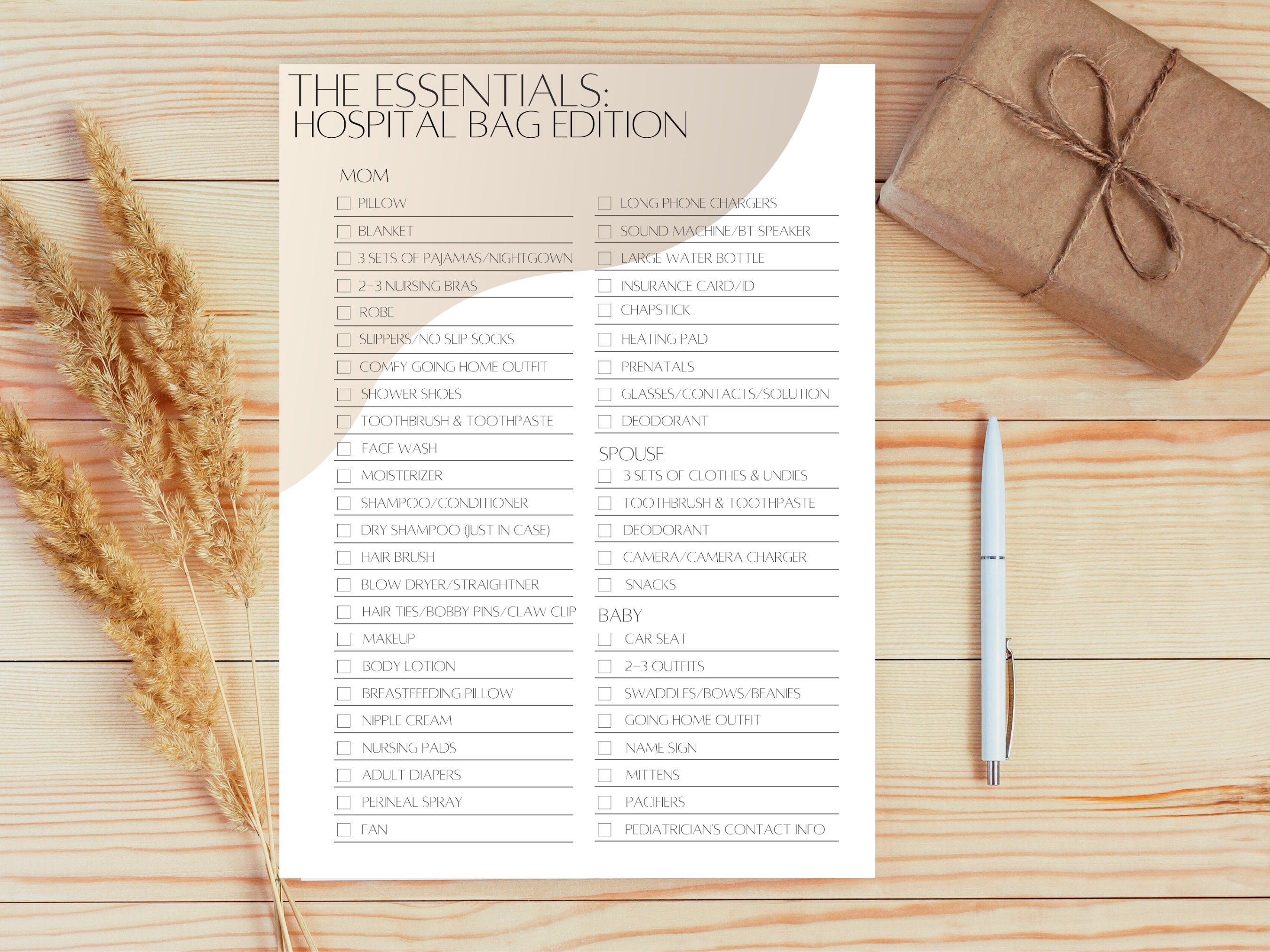 Printable Hospital Bag Checklist Labor And Delivery Checklist For