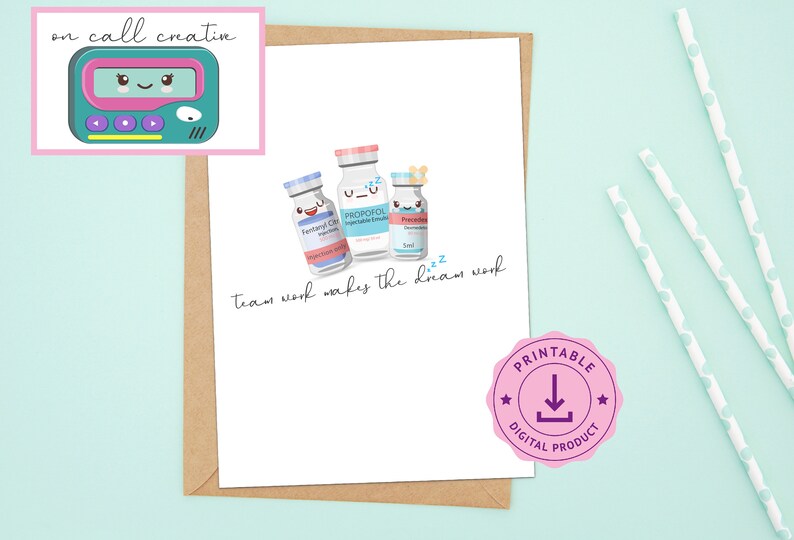 Printable Medical Pun 5x7 Card, Digital Download and Print, Anesthesia