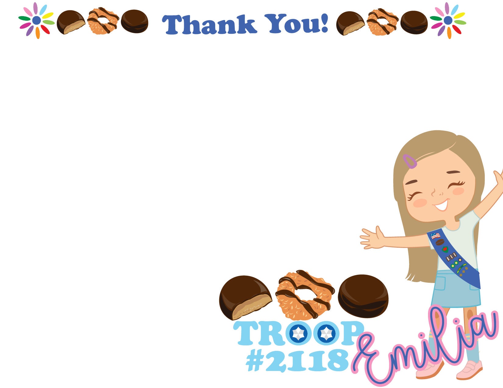 Girl Scout Cookie Thank You Notes With Envelopes, Girl Scout Thanks ...