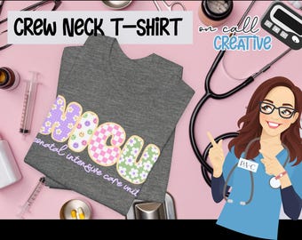 Aangepaste verpleegkundige tshirt voor NICU of PICU personeel shirt voor medisch team cadeau een aangepaste medische specialiteit T-shirt met ronde hals