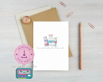Printable medical pun 5x7 card, Digital Download and print, Anesthesia, dream team, Medical Thank You