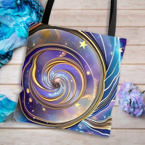 Celestial tote bag, all over printed tote, fantasy tote bag, galaxy tote bag, tote bag gift, birthday gift, vibrant colors tote, gift tote