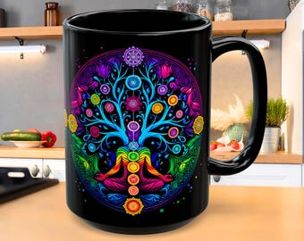 Chakra Coffee Mug, personalized mug, meditation mug, gift for meditation, stunning coffee mug, chakras mug, spiritual gift, chakras gift
