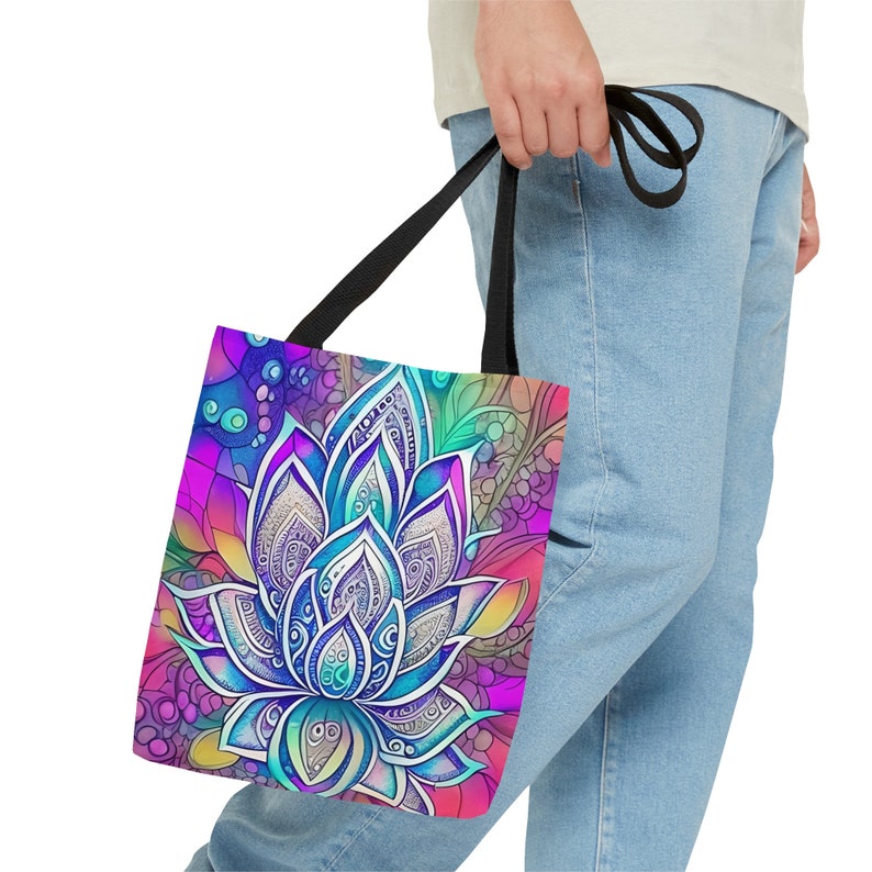 Lotus Flower Tote Bag Yoga Tote Cute Yoga Bag Tote Bag Etsy
