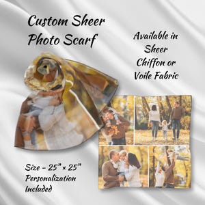 custom photo scarf, personalized scarf, chiffon scarf, voile scarf, personalized gift, photo scarf, gift for her, scarf gift, custom gift