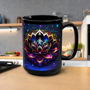 Fantasy lotus Mug, 15oz mug, colorful lotus mug, lotus flower mug gift, best lotus mug, gift for lotus flower lover, stunning lotus flower