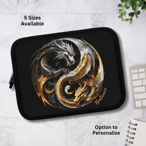 Yin Yang Dragon Laptop Sleeve, stunning tablet sleeve, laptop sleeve, sleeve gift, tablet sleeve, laptop sleeve, personalized sleeve