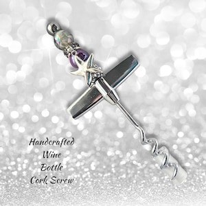 wine bottle cork screw, beaded cork screw, fun gift, wine accessories, gift for wine lover, gift idea, wine gift, beautiful wine gift