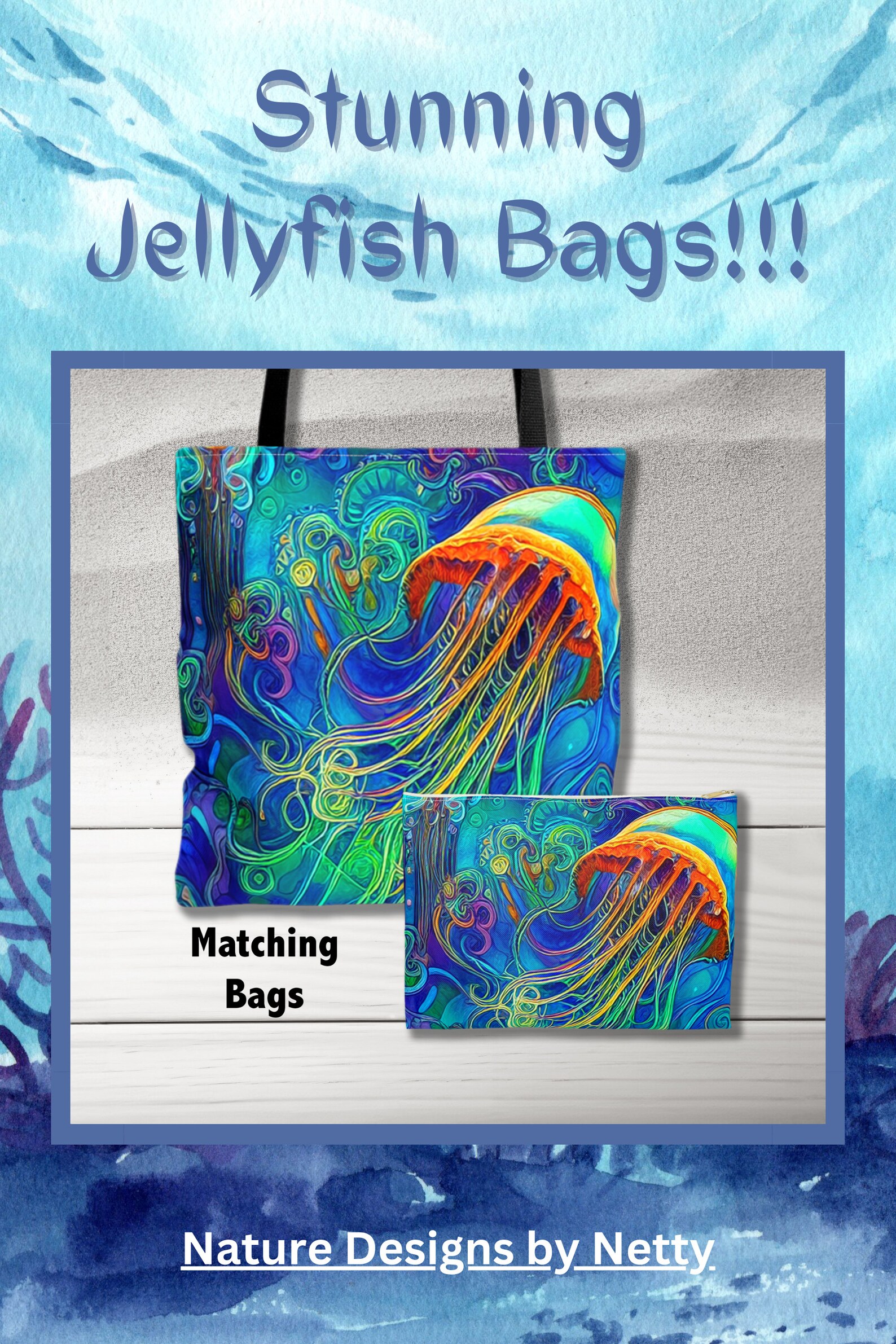 Jellyfish Tote Bag Colorful Bag Jellyfish Bag Colorful Etsy